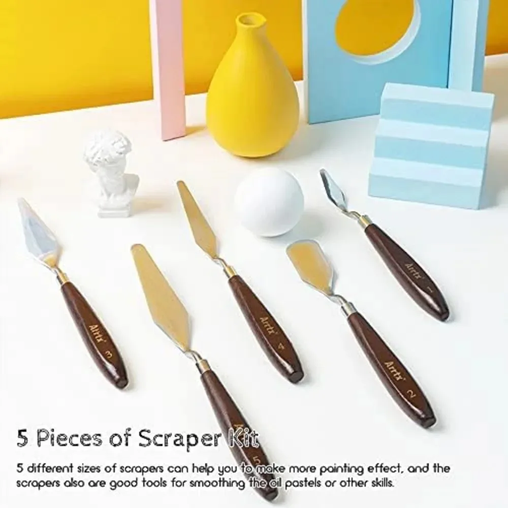 Arrtx 5 Pieces Painting Knives Stainless Steel Spatula Palette Knife Oil Painting Accessories Color Mixing Set for Acrylic Paint