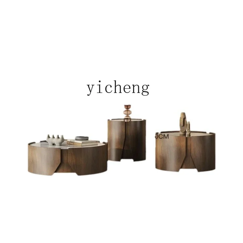 

Super Crystal Marble Size round Tea Table Three-Piece Set Light Luxury and Simplicity Living Room