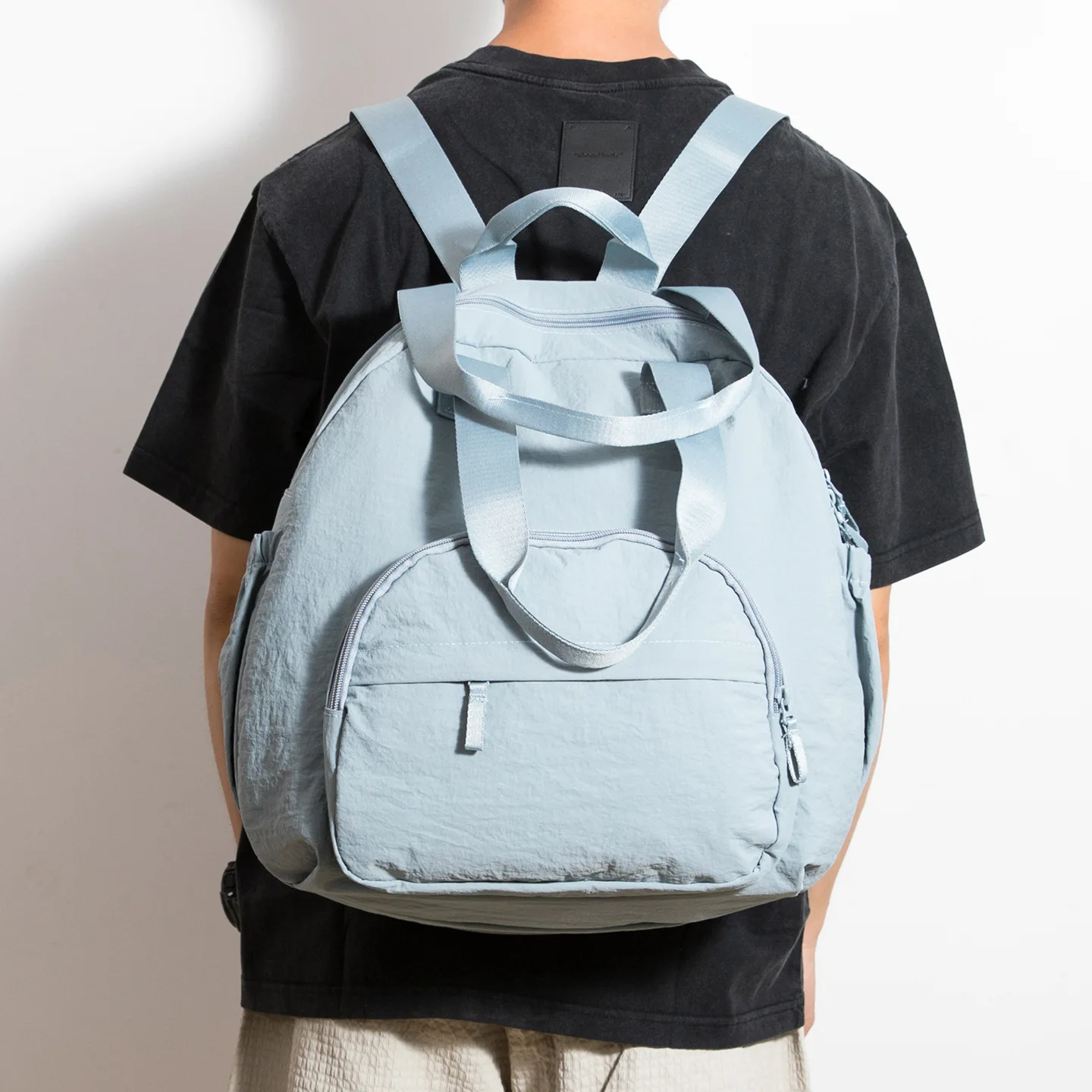 Mochila de nailon con bolsillo para hombre, ropa de calle, mochila escolar para ordenador portátil de gran capacidad, mochila informal negra para ir al trabajo, mochila de viaje para hombre