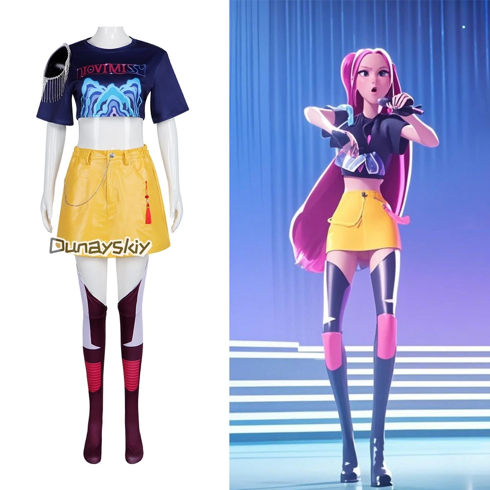 Disfraz de KPOP Huntrix Rumi Mira Zoey, nuevo uniforme, falda superior, cazadores de demonios, superestrella, conjunto para mujer, Carnaval de Halloween