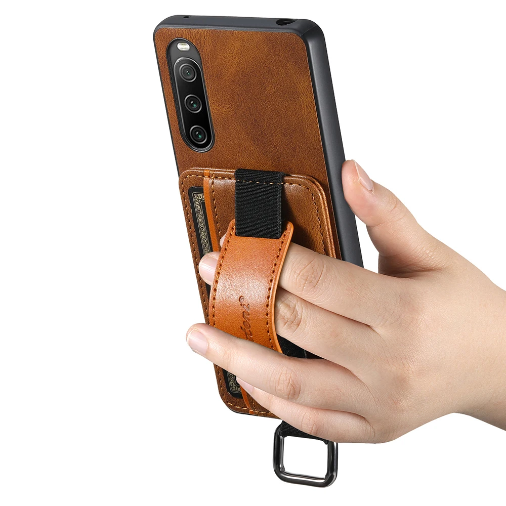 For Sony Xperia 10 V 1v Case Luxury Leather Kickstand Cover For Xperia 10 V 1 5 10 Iv Case With Wristband Bracket Card Slots