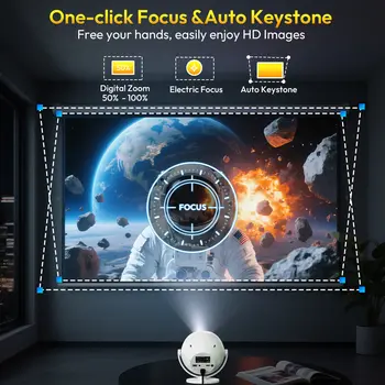 XGODY 400 ANSI 4K Portable Android Projector Native 720P/1080P WiFi6 Bluetooth 50% Zoom Electric Focus for Home Theater 3
