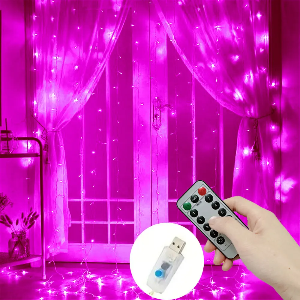 

Светодиодная гирлянда-штора USB для декора дома, 8 режимов, для свадьбы, Дня святого Валентина, Рамадана, Ид Мубарака