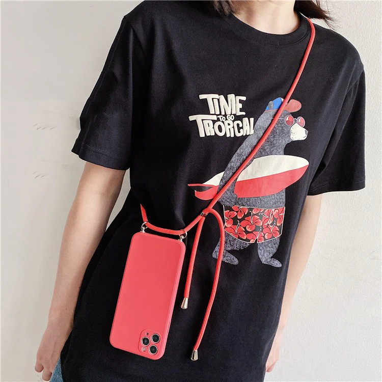 Crossbody Necklace Strap Lanyard Cord Silicone Phone Case for Xiaomi Redmi Note 11 11S 10 10S 9 8 8T 7 6 5 Pro 10A 10C 9A 9C 8A