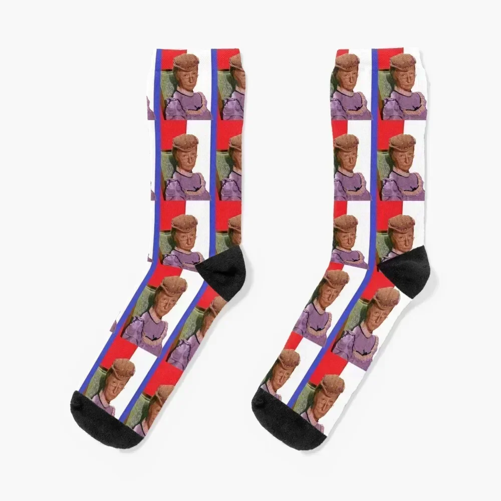 

IRENE RYAN Red, White, and BlueGranny Socks Stockings man hip hop japanese fashion christmas stocking Men's Socks Luxury Women's