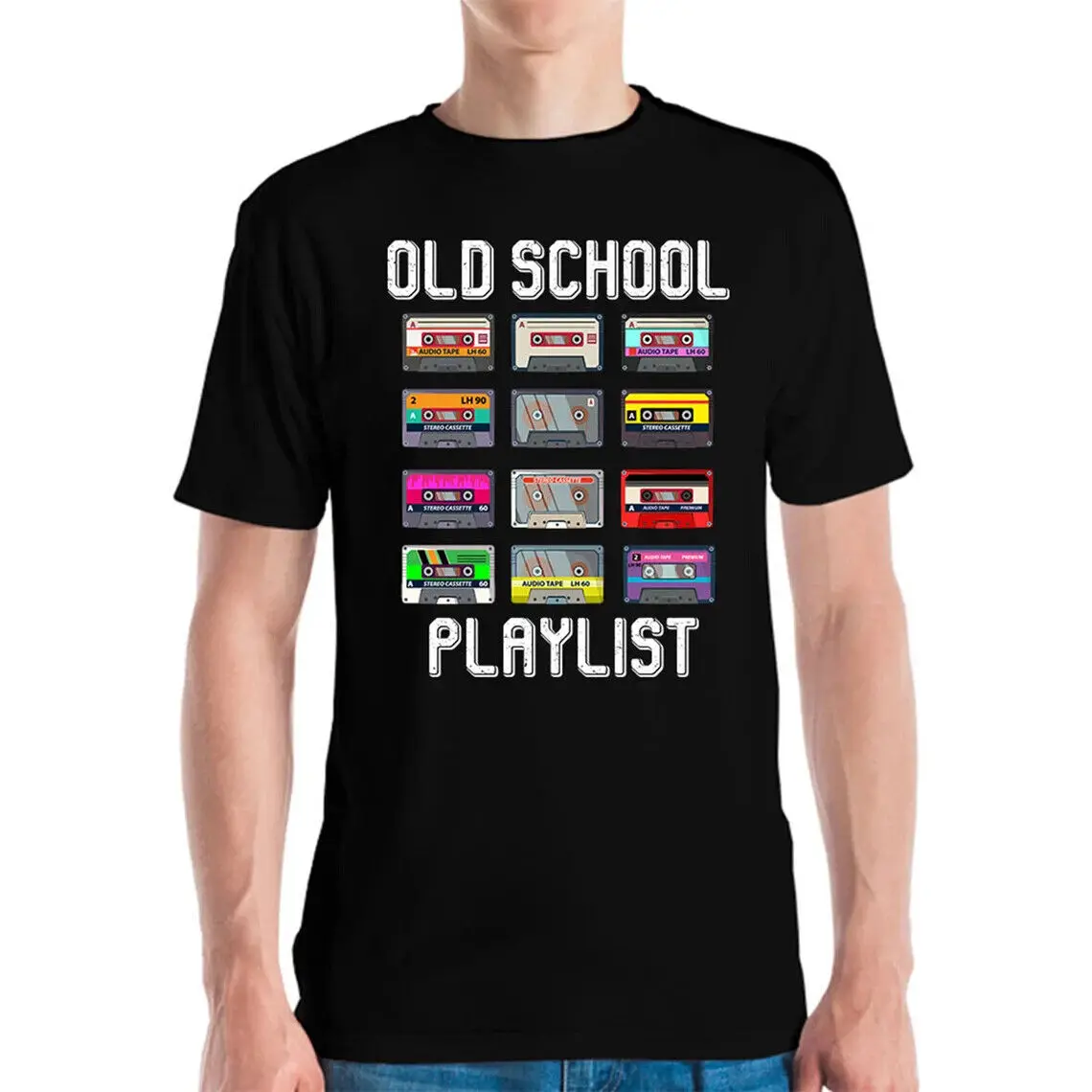 Old School Playlist Vintage  Music Cassette Tapes Mixtape 80s and 90s T-Shirt