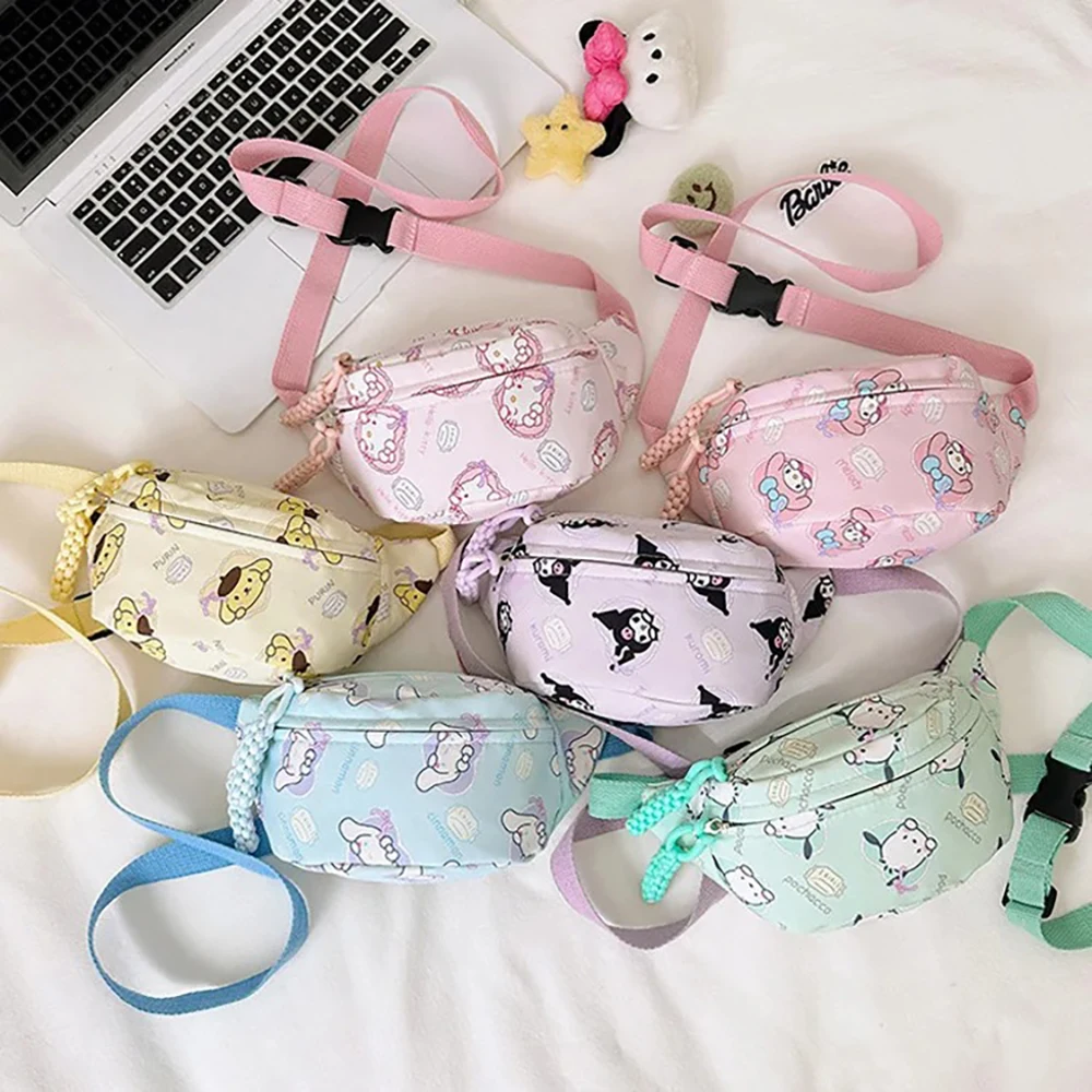 

Sanrio Cinnamoroll My Melody Kuromi Pochacco Kawaii Chest Bag Shoulder Bag Portable Satchel Cartoon Tote Travel Backpack for Kid