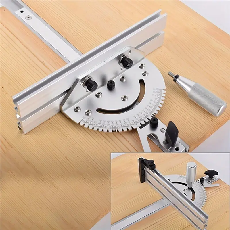 Alat Bantu DIY Premium-Push Handle Adjustable Angle Disc Slide Woodworking Aluminum Push Ruler Bandsaw Inverted Trim