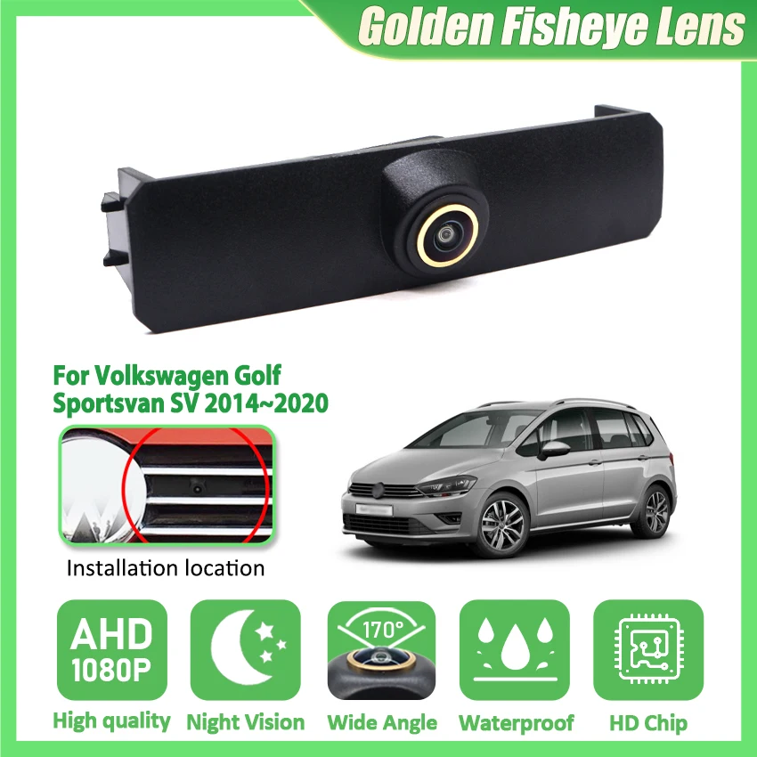 AHD 1080P LOGO Car Parking Front View Camera Waterproof For Volkswagen Golf Sportsvan SV 2014~2017 2018 2019 2020 Night Vision