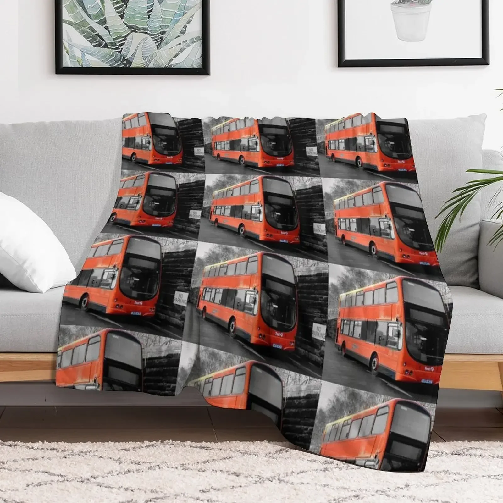 

Bus Throw Blanket Warm For Sofa Thin Flannels Blankets