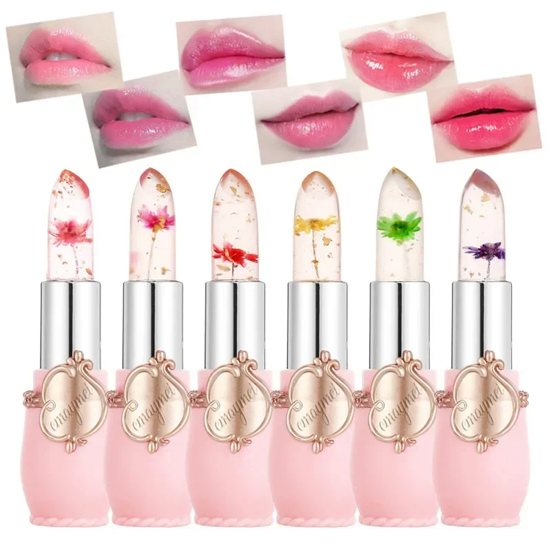 6-kleuren bloemgelei transparante waterdichte lippenstift Crystal Jelly lipolie hydraterende glazen lipgloss opvullende heldere lip voller