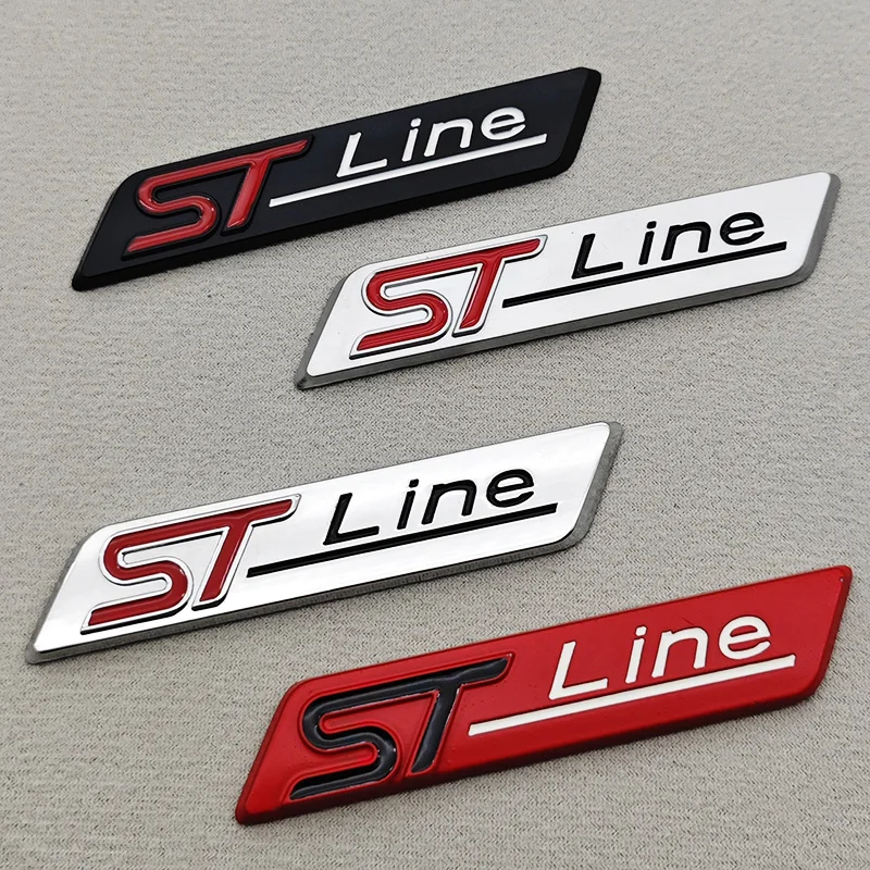 3D Metal Car Sticker ST Line Logo Fender Side Rear Trunk Badge Emblem Decal For Ford Focus 3 4 MK3 MK4 Fiesta Escape Kuga PUMA