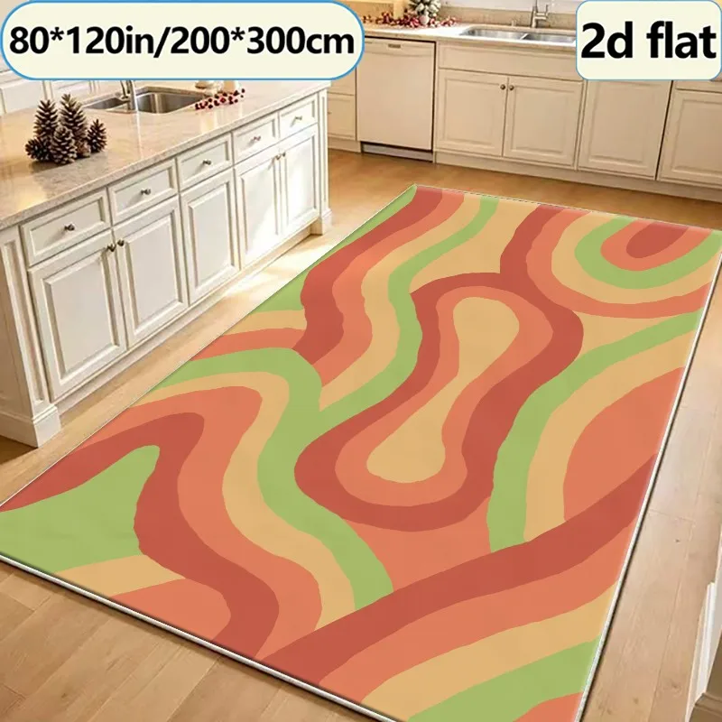 Vintage Warm-Toned Swirl Abstract Carpet, Stylish Bohemian Style Rug, Suitable for Living Room, Bedroom, Home Interior Decoration