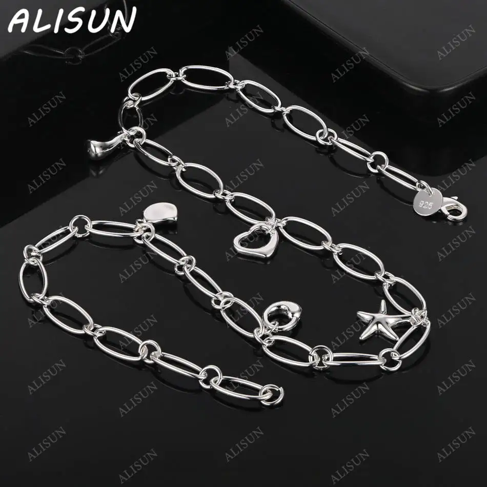 

ALISUN 925 Sterling Silver 47cm Various Pendants Necklace For Women Creativity Gifts Street All-match Party And Daily Wear