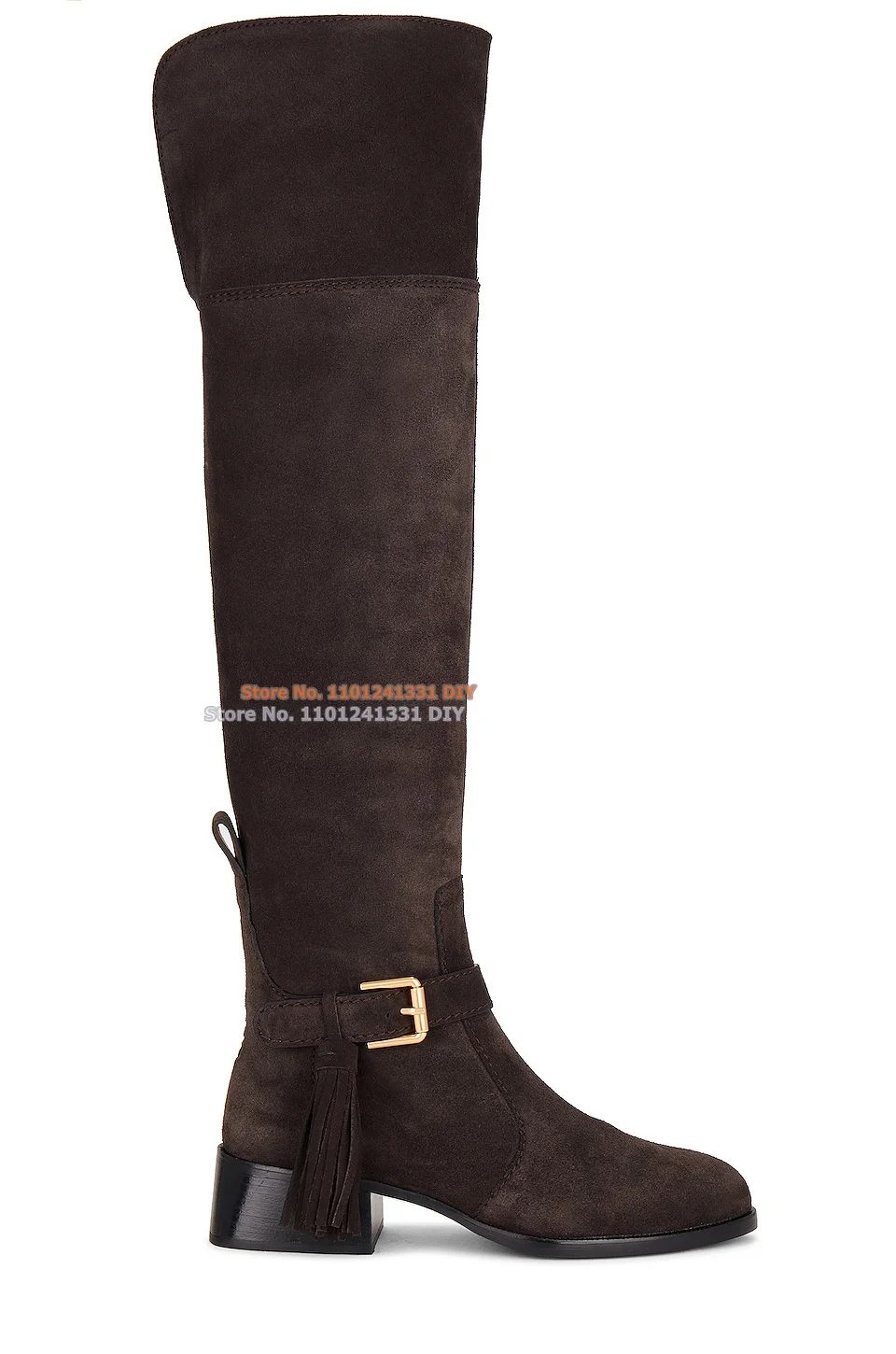 

Dark Grey Ankle Strap with Buckle Closure Tasse Western Boot Women Over The Knee Long Lory Boots Plus Size 35-45