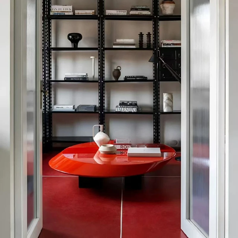 Red paint coffee table designer minimalist modern minimalist oval