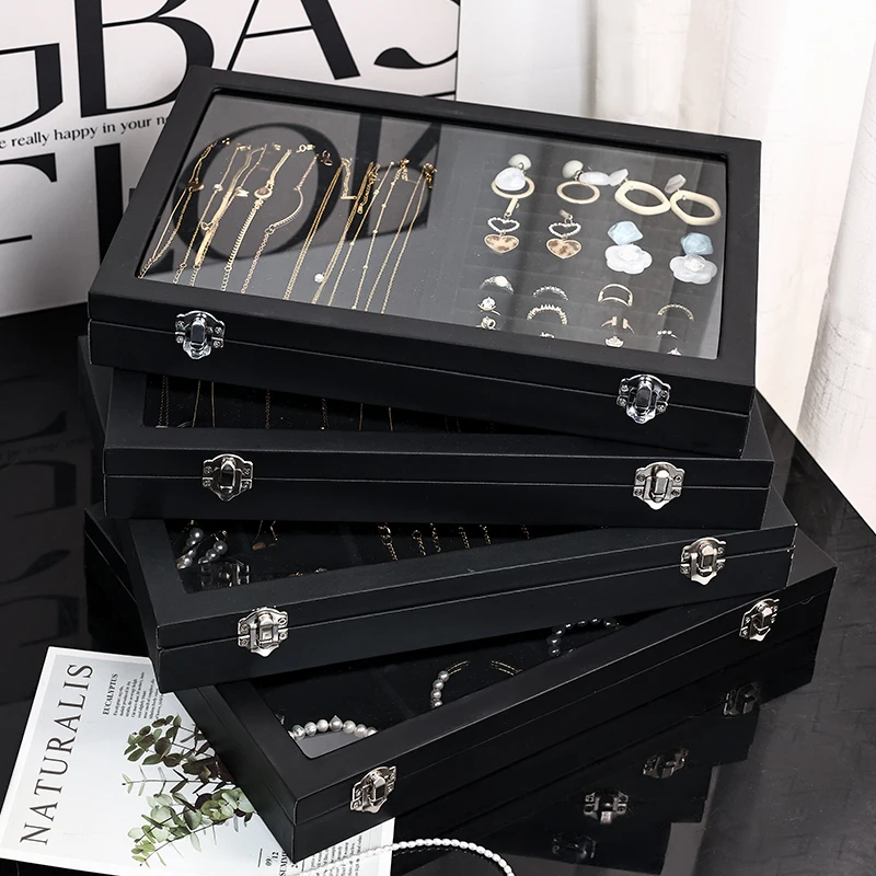 قطعة واحدة من صندوق المجوهرات المقاوم للغبار بإبزيم، صندوق عرض حلقي، صندوق تخزين سوار وقلادة وسوار وأقراط مضاد للأكسدة