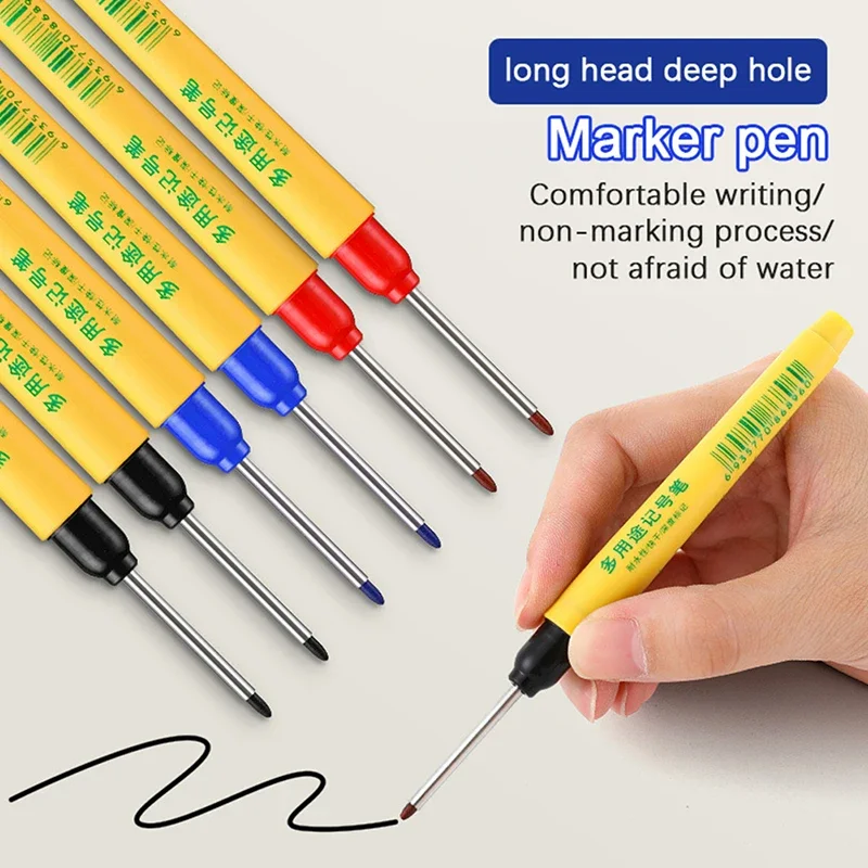 

33mm Marking Pen Waterproof and Colorfast Ceramic Tile Wood Metal Deep Hole Long Head Marking Pen Woodworking Electrician Tools