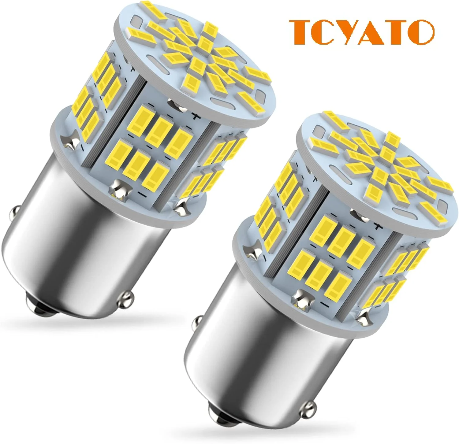 

TCYATO 2PCS 1156 BA15S 12V-24V 54SMD is used for car reversing lights, taillights and interior lights of recreational vehicles