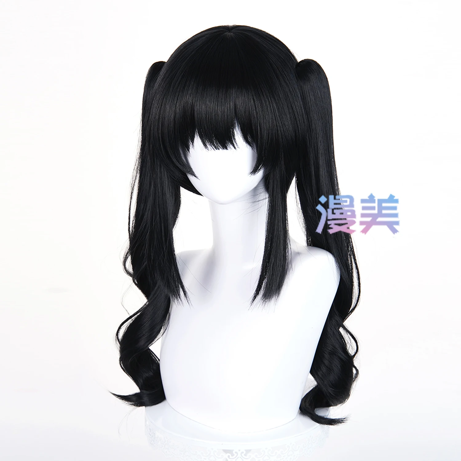 Magical Girl Witch Trials Nanoka Kurobe Cosplay Wig Long Black Curly Twin-Tails Hair Perfect for Comicon Party Adult WomenMen