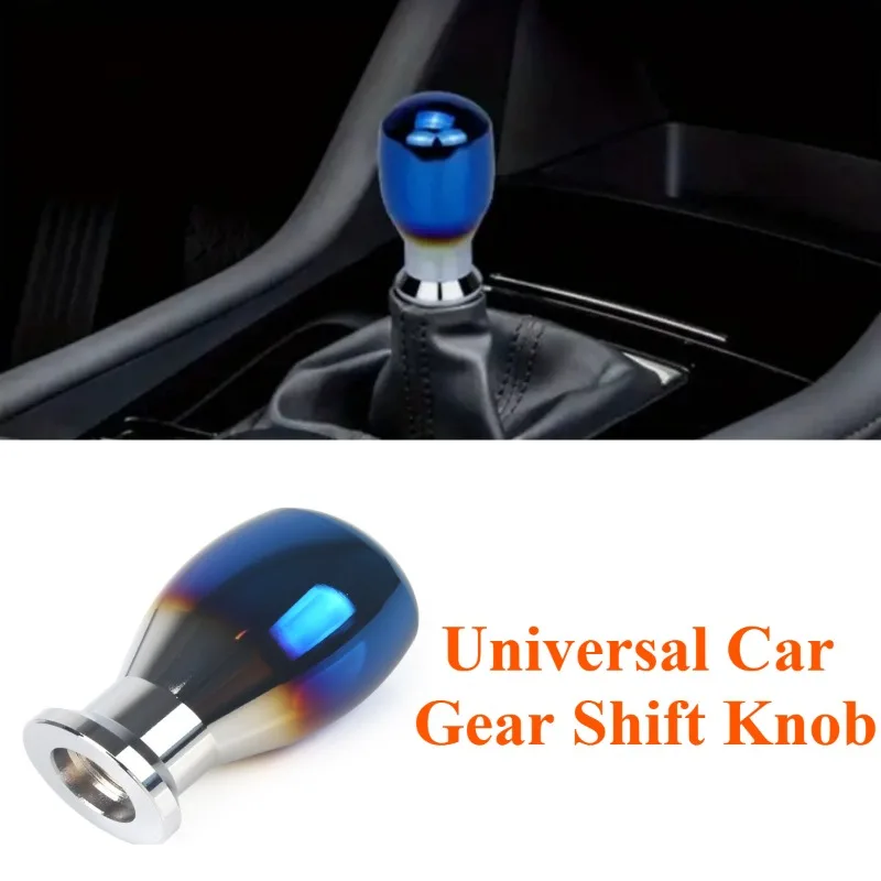 

Universal Car Gear Shift Knob Burnt Blue Metal Round Oval Manual Shifter Lever Stick Handle Interior Modification Accessories