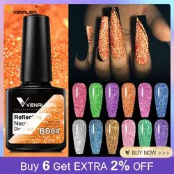 Venalisa Phản Quang Lấp Lánh Gel Móng Tay Ba Lan Màu Neon Full Độ Phủ Sắc Tố Móng Tay Nghệ Thuật Làm Móng Ngâm Tắt Tráng Men Tia UV Gel Dầu Bóng
