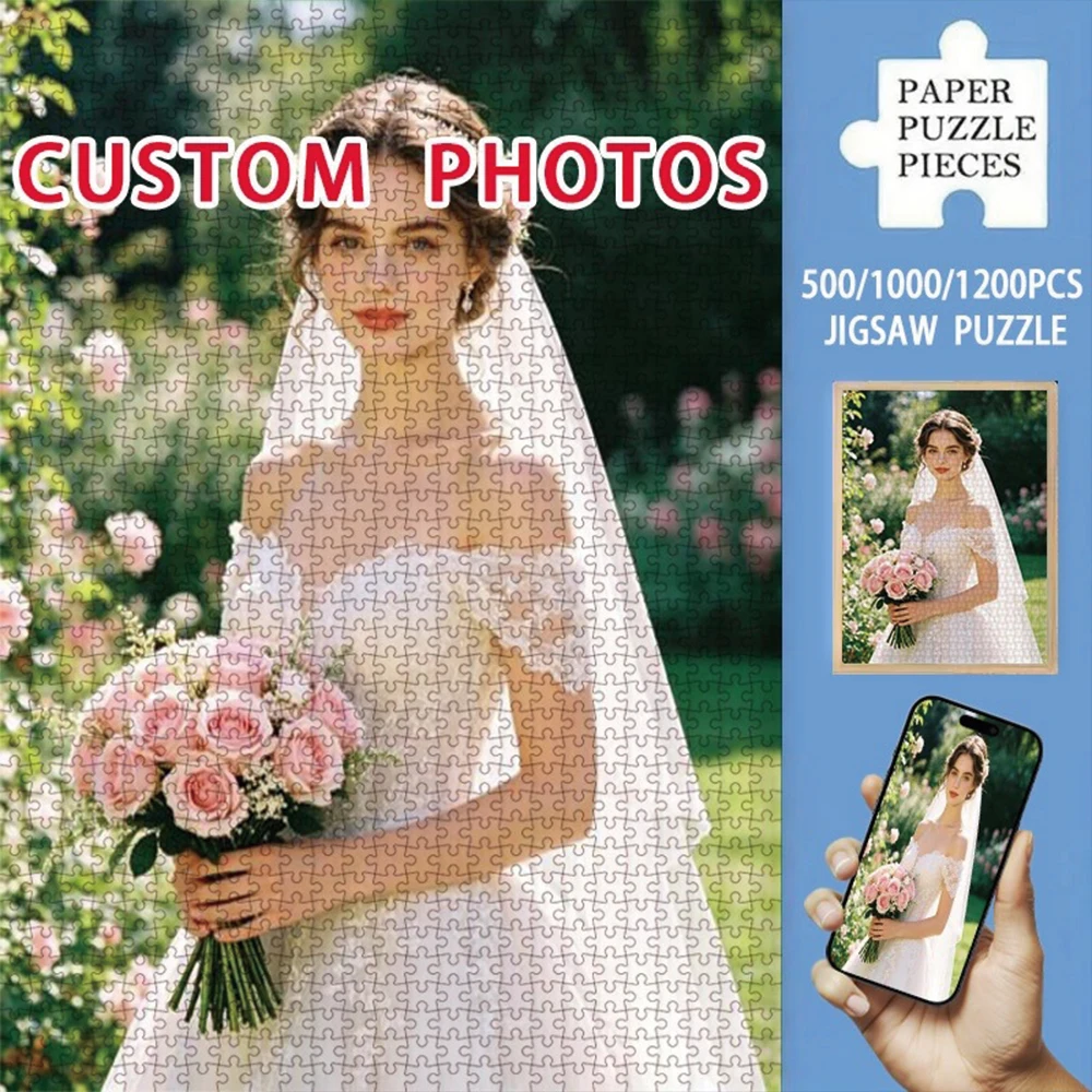 35/300/500/1081pcs Personalized Custom Photo Puzzle Selfie Photo Parent-Child Interactive Diy Assemble Game Toy