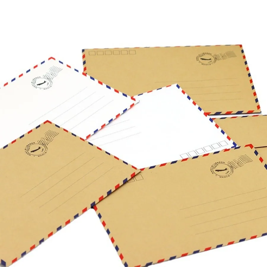 10 قطع من ظرف ورق الكرافت الغربي القديم، حافة نمط الألوان، ظرف هوائي، ظرف تخزين 17.5*12 سم