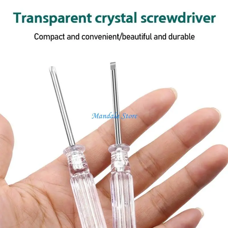 U2JC Slotted Screwdriver with Clear Plastic Handle Cross-head Screwdriver 3.0mm Screwdriver Carbon Steel Blade
