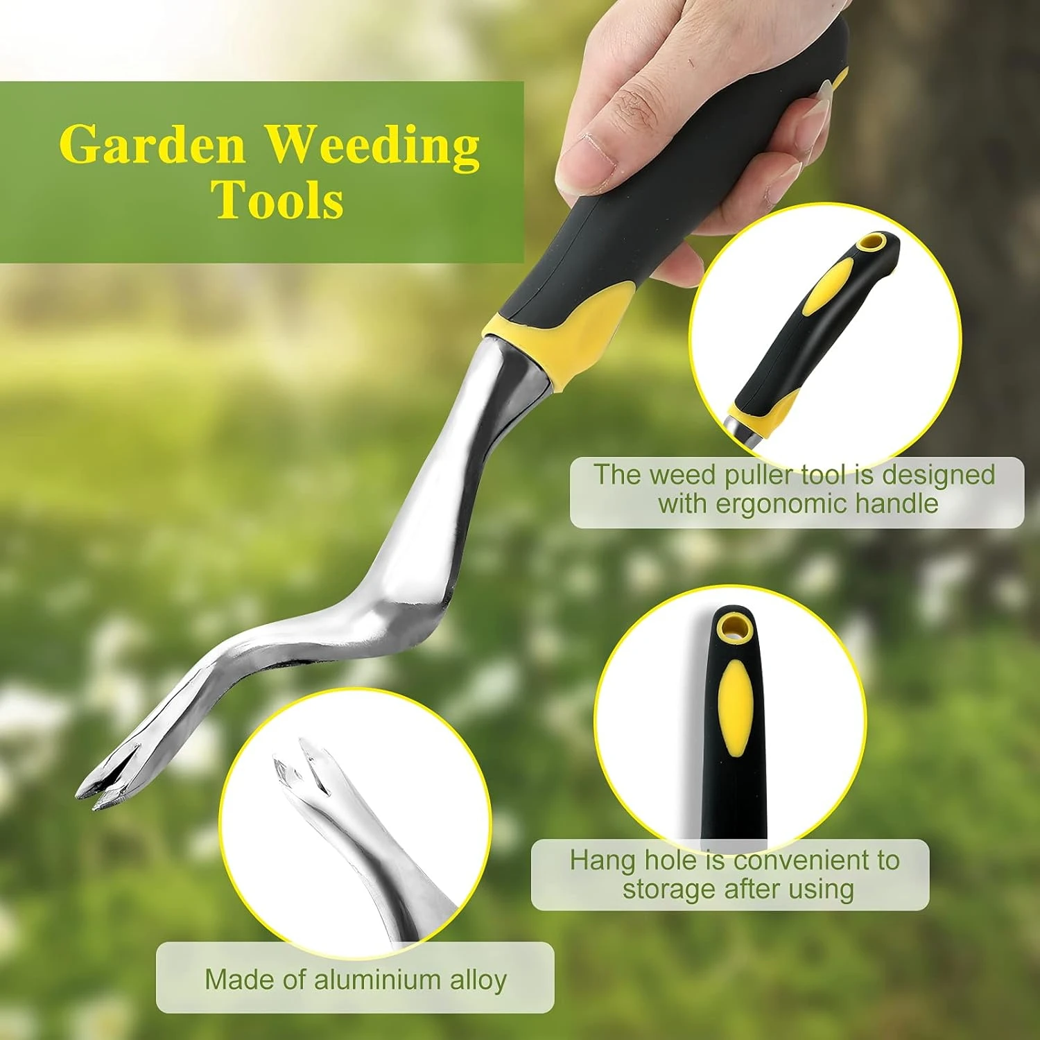 

Comfortable Ergonomic Handle 2 Pack Farmland Garden Weeding Tools - Efficient Hand Weeder with Grip for Transplant, Lawn Care -