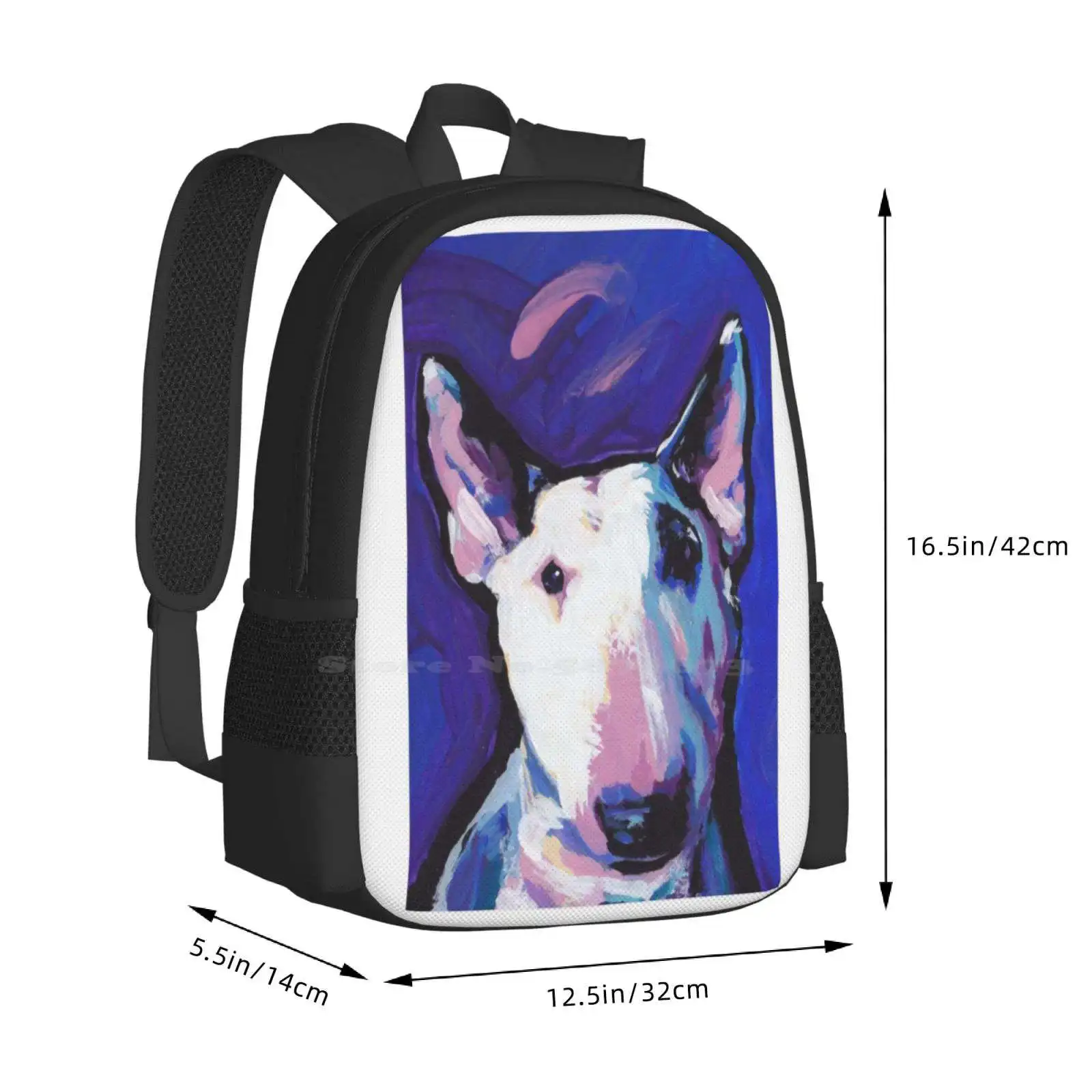 Bull Terrier Dog Bright Colorful Pop Dog Art Pattern Design Laptop Travel School Bags Bull Terrier Colorful Art Fun Dog Art Pop