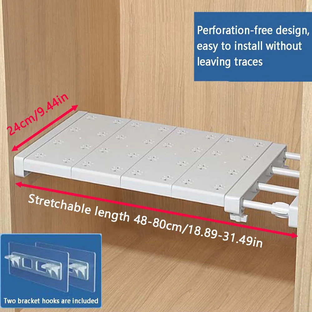 1PC Retractable Closet Divider Convenient Storage Space Saving Design for Wardrobe, Dormitory Storage