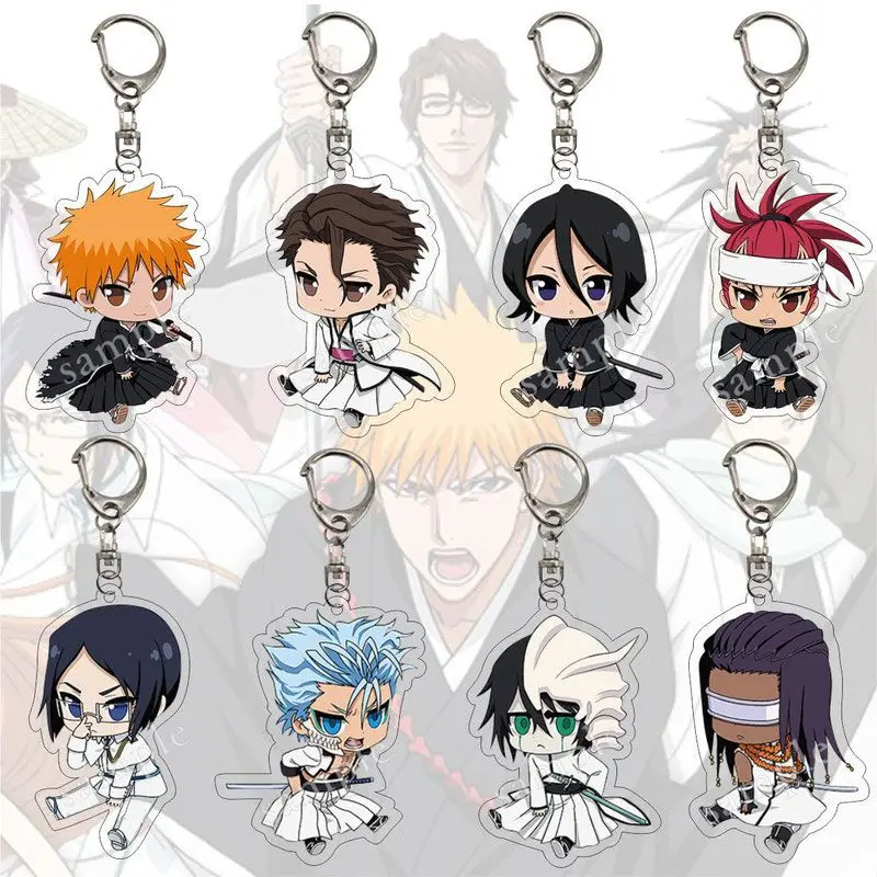 Bleach kawaii anime peripherals Kurosaki Ichigo Rukia Kuchiki Byakuya Baymax Grimm Ulquiorra acrylic keychain gift wholesale