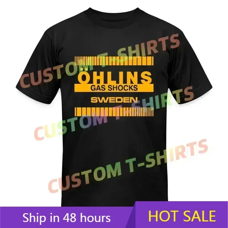 

Men T Shirt Casual Brand New Ohlins Car Racing Logo T-shirt Graphic Summer Short Sleeves 100% Cotton S-3XL
