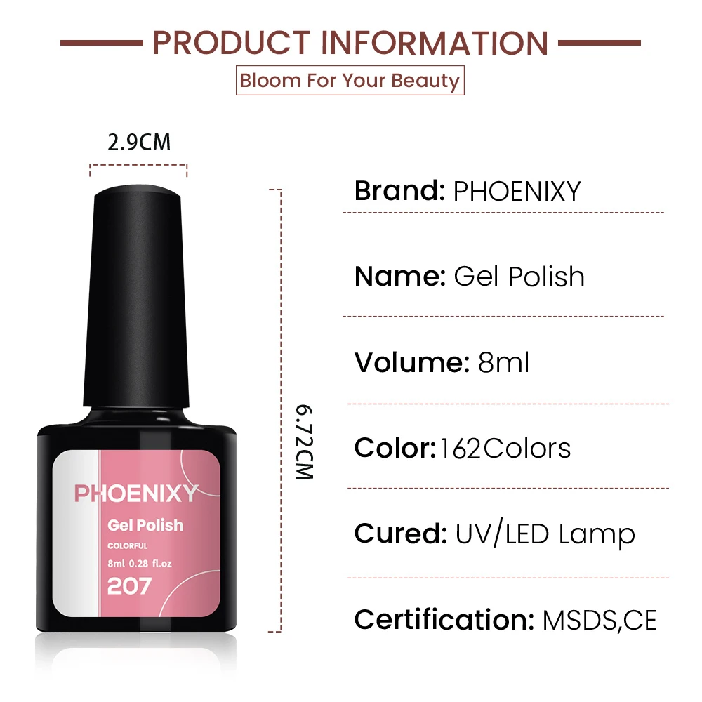 Esmalte em gel semi permanente, Base e Top Coat, Verniz para unhas, Tudo para manicure, 162 cores, 8ml