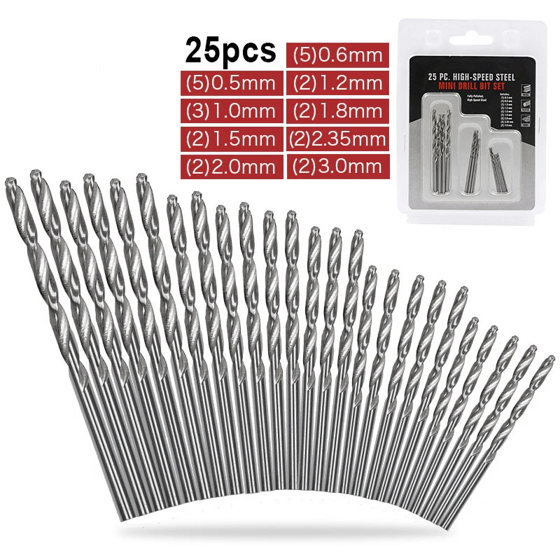 10/20/25PCS Drill Bit Round Shank Change Woodworking Tool HSS High Speed Steel Titanium Coated Twist Drill Bits Set