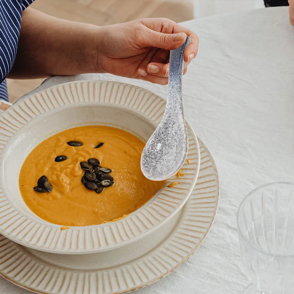 

iplusmile 2pcs Japanese Retro Ceramic Soup Spoons Unique Porcelain Rice Scoops Vintage Kitchen Utensils Microwave Safe