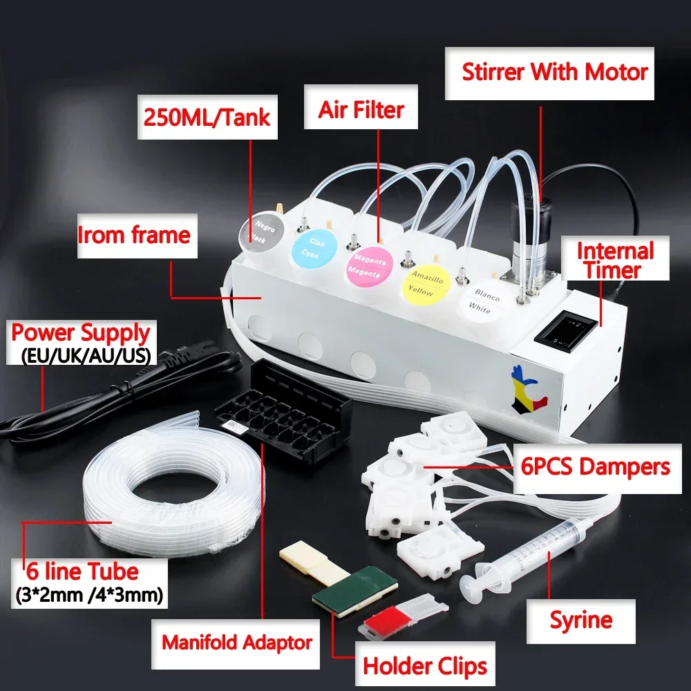 L8050 8550 DTF Printer Convert System ET 8550 CISS with Printhead Adaptor Manifold Damper Internal Timer Tool for Epson Device