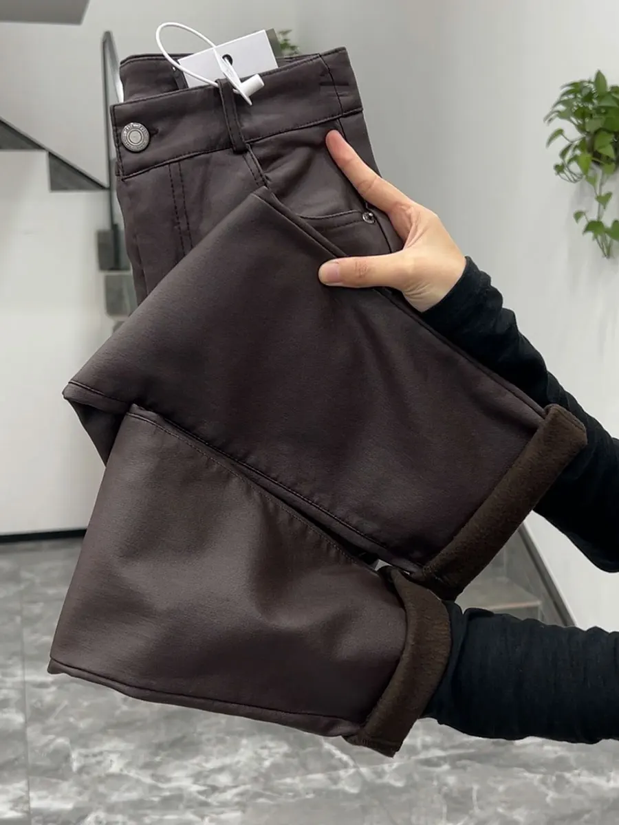 

Женские брюки с высокой талией, прямого кроя, осенне-зимние, утягивающие, длиной до щиколотки, матовые, повседневные