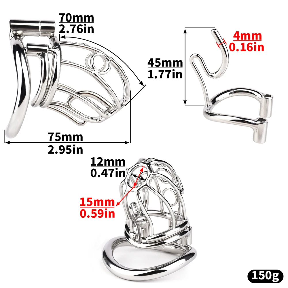 FRKO Metal Hollow PA Lock Glans Piercing Male CBT Chastity Cage Device Arc Penis Rings Sadism BDSM Advanced Player Sex Toys Men - view 6