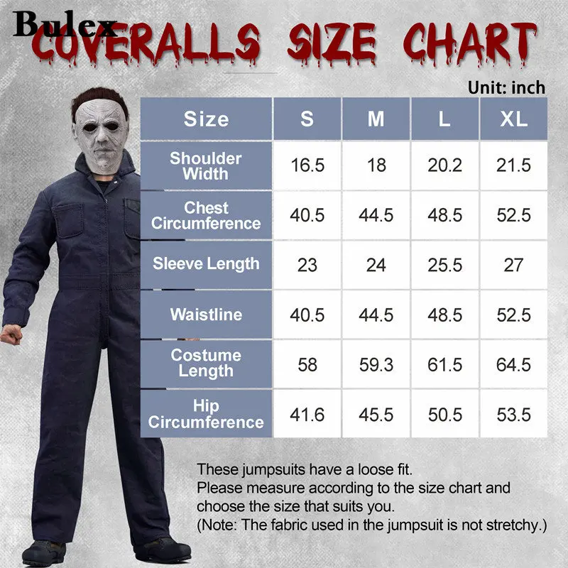 Cafele Michael Myers przebranie na karnawał Horror zabójca niebieskie ubrania robocze komfortowy kostium na Halloween kombinezon dla dorosłych wysokiej jakości