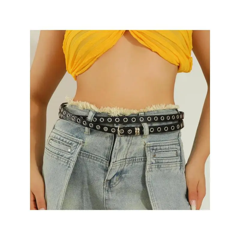1.4CM X 205CM New Luxury Korean Belt Crystal Style Punk Rivet Rhinestone Hip hop Locomotive Factory Outlet Hop Direct Red  Black