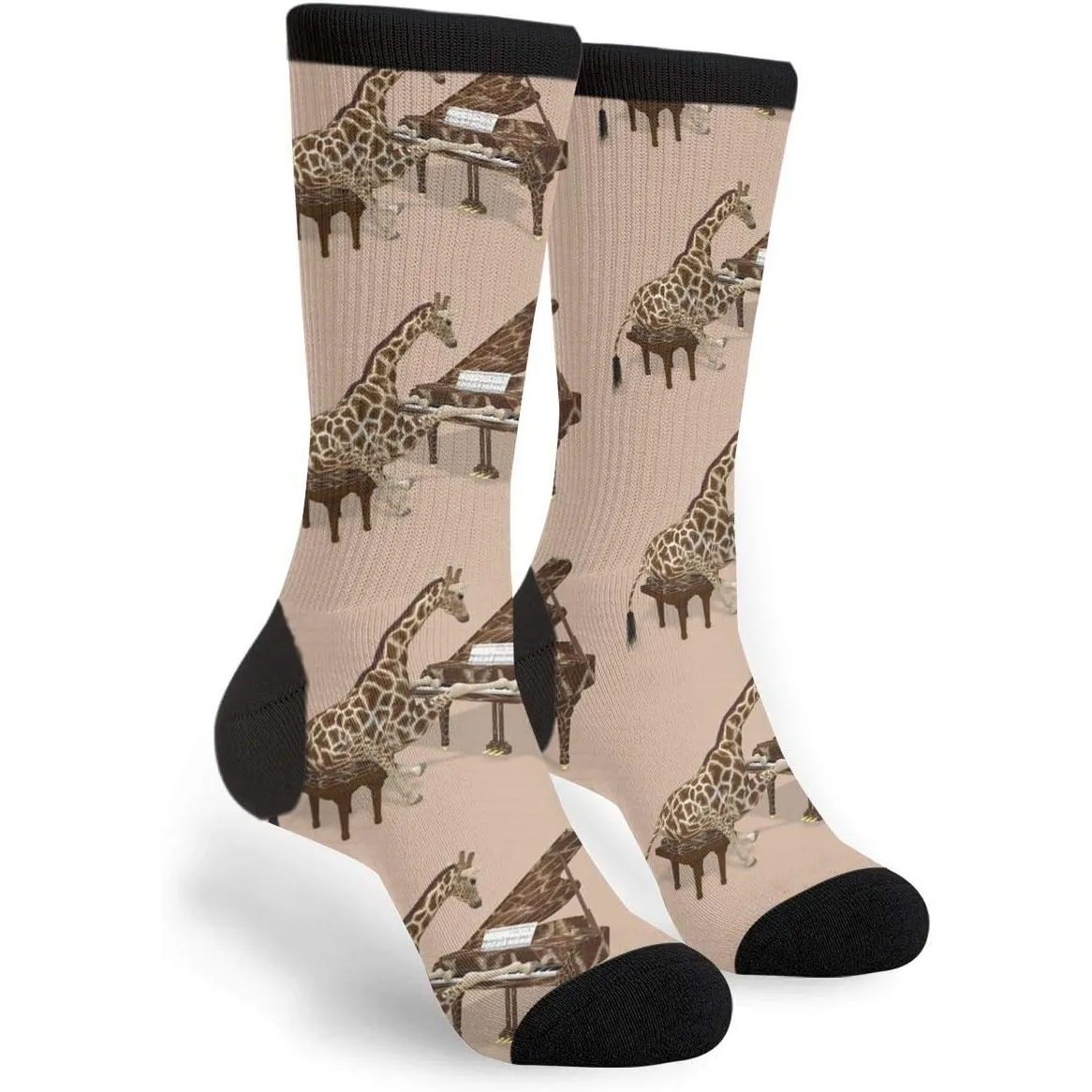 

Коричневые музыкальные жирафы, играющие на фортепиано, повседневные крутые носки с 3D принтом, сумасшедшие, забавные, красочные, необычные, новинка, носки-трубы с графическим принтом