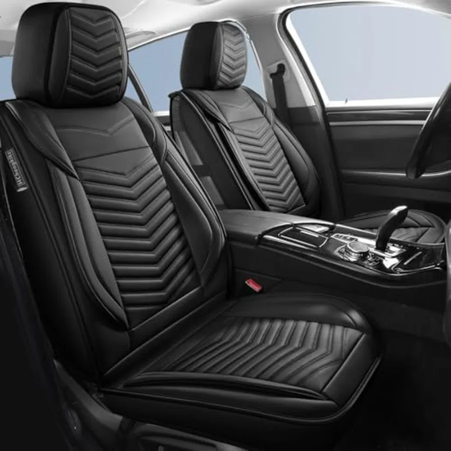 

Car Seat Covers Breathable Waterproof Faux Leather Universal Anti-Slip Front Seat Covers for Cars SUV Truck Sedan Black 2 PCS