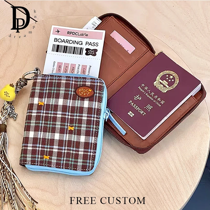 Fashion Travel Zipper Passport Wallet Multi Function ID Card Holder Pen slot Waterproof Passport Cover Large Capacity Purse Gift