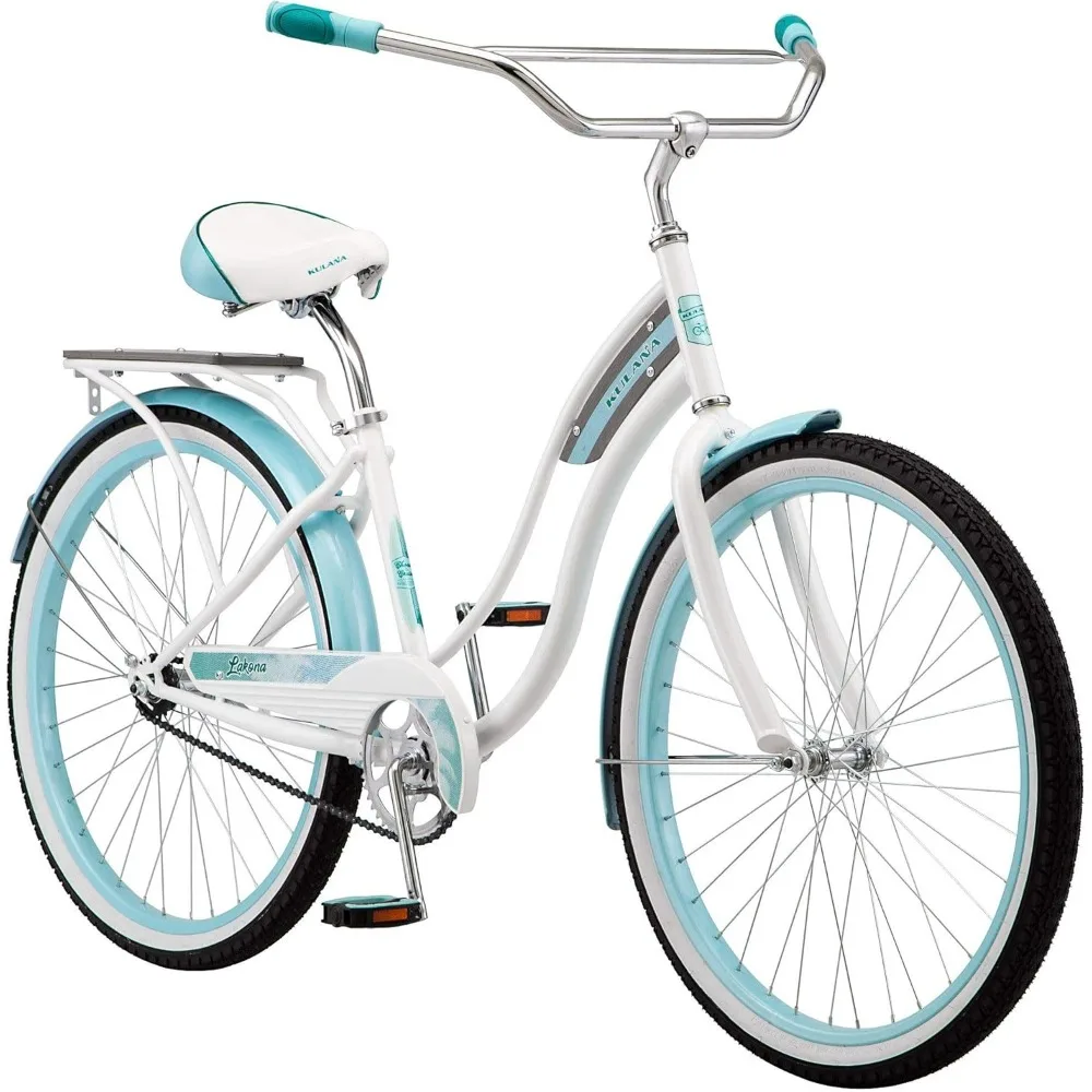 Lakona Youth and Adult Beach Cruiser Bike, Men and Women, 20-26-Inch Wheel Options, Step-Through or Step-Over Frames,