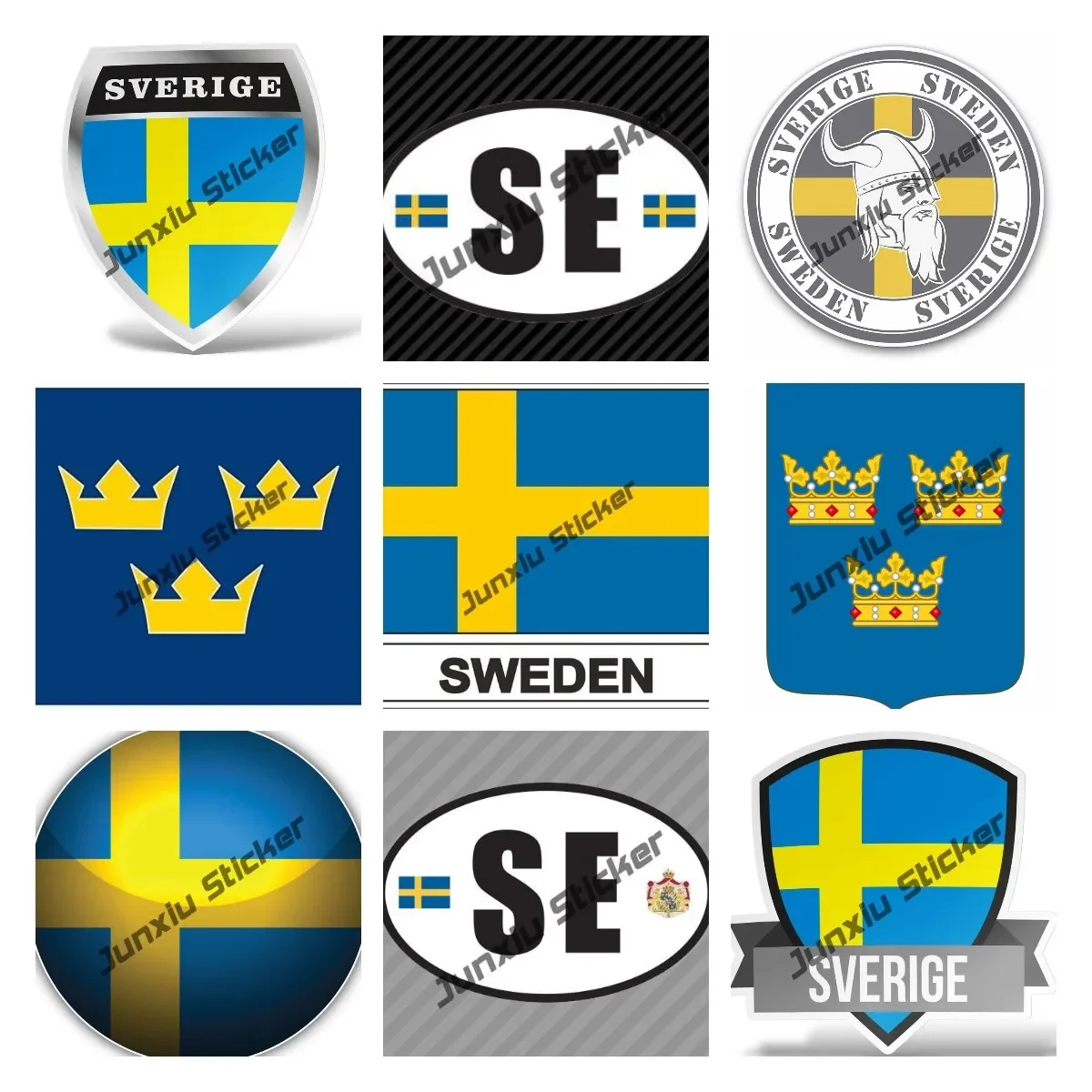 Creative Decals Sweden Sticker Swedish Flag Vinyl Country SE Sweden National Code City Tourism Shield Stamp Sticker Accessories