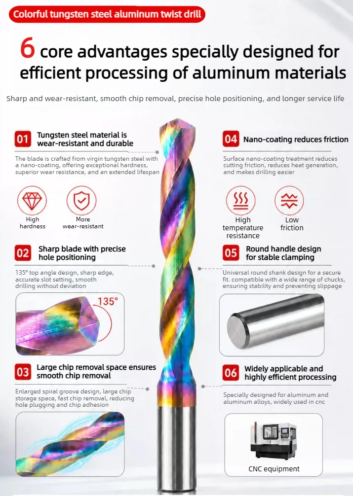 0.3-12mm DLC Coated Fixed Shank Carbide Drill for CNC Copper/Aluminum/Acrylic, High Hardness Wear-Resistant Twist Bit