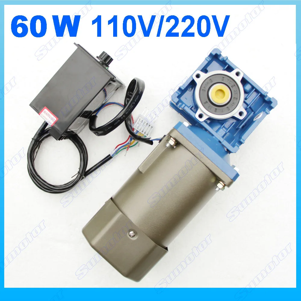 GW60 60W AC 110V 220V 50/60Hz electric Worm geared motor speed controller low speed CW CCW Variable Production line Lifting BBQ