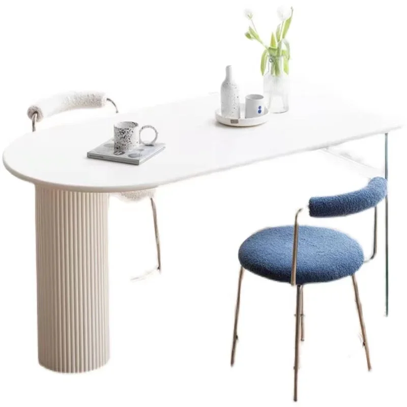 Nordic Central Island solid Wood semicircle suspended Middle Island Table Design Pure White Rock Plate Acrylic Dining Table